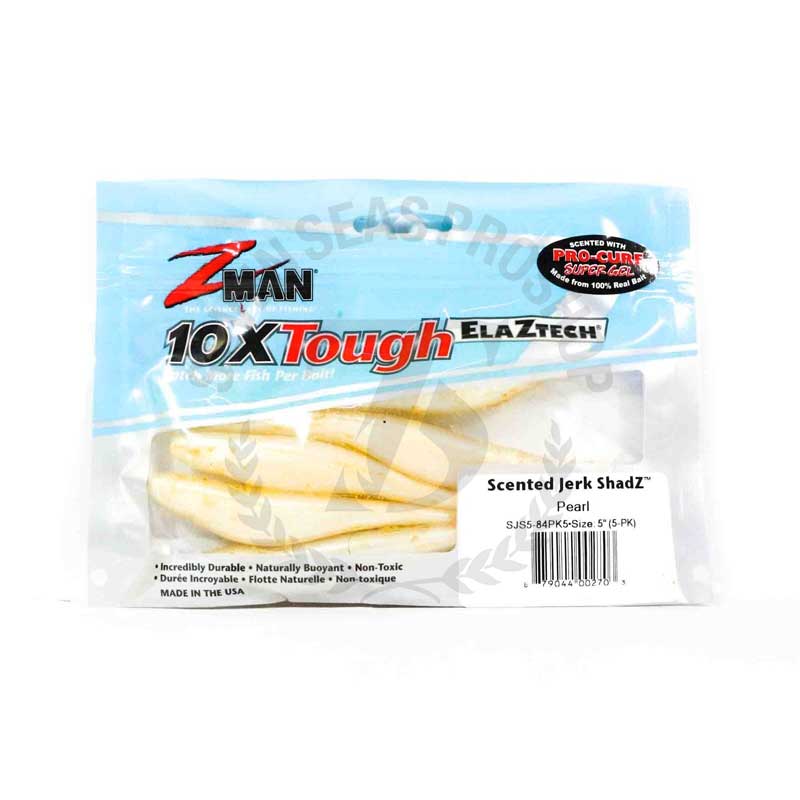 Z-Man Scented Jerk Shads 5 Soft Bait, Pearl, 5 Count