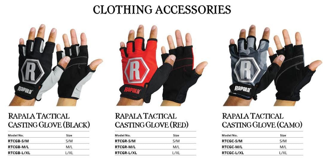 Rapala Tactical Casting Glove #RTCGR-L/XL (Red) - 7 SEAS PROSHOP