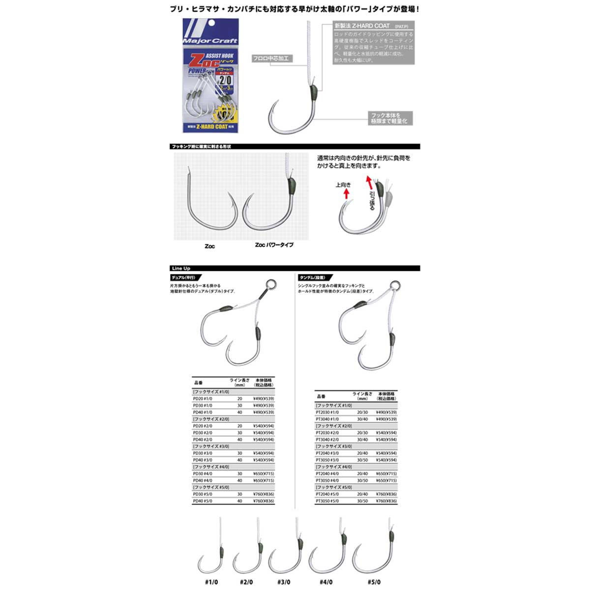 Major Craft ZOC Assist Hook Single ZOC-HS20 Size 1 , 2 cm