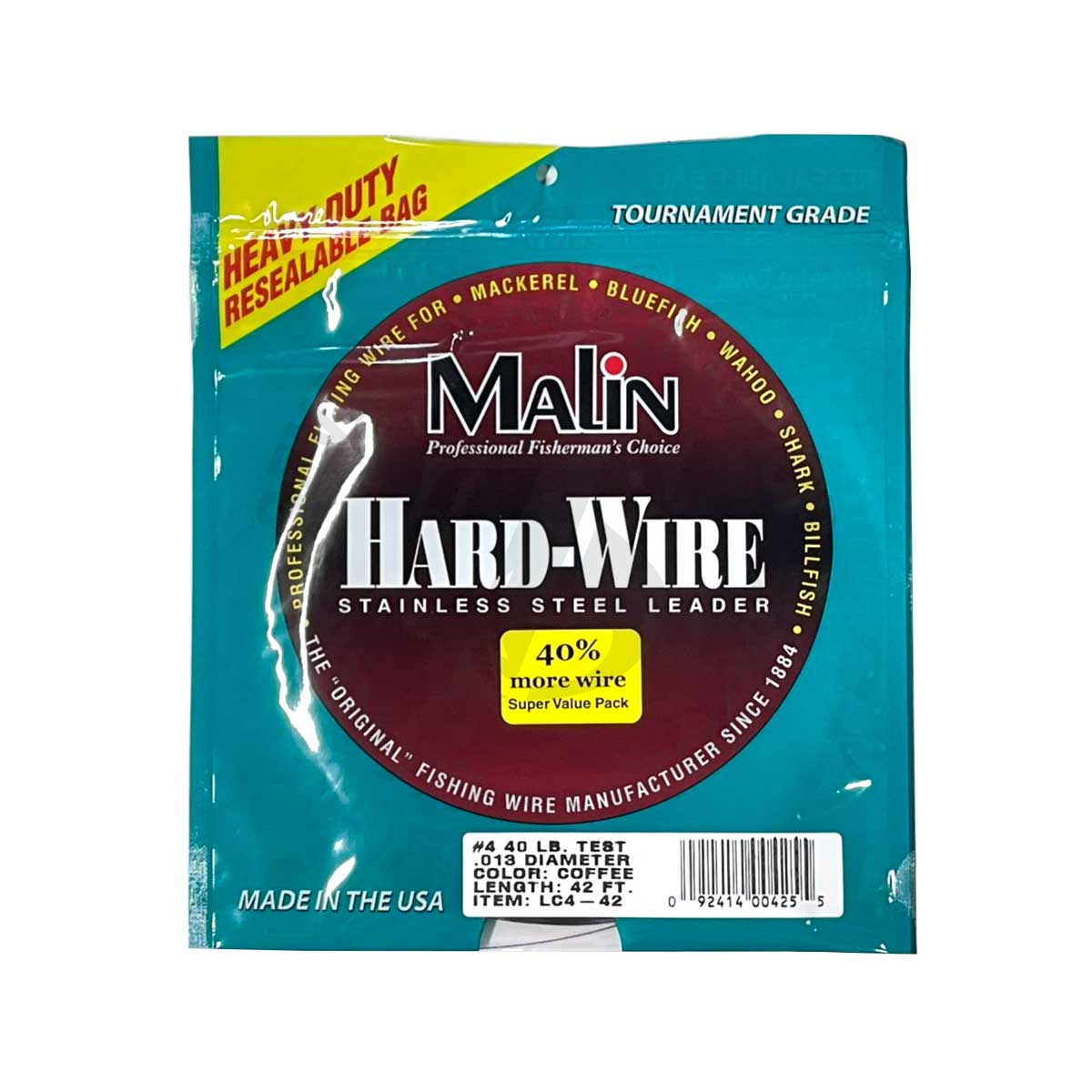 Malin Hard-Wire Stainless Steel Leader #4-40lb (Coffee)*สายลีดลวดสแตนเลส -  7 SEAS PROSHOP (THAILAND)