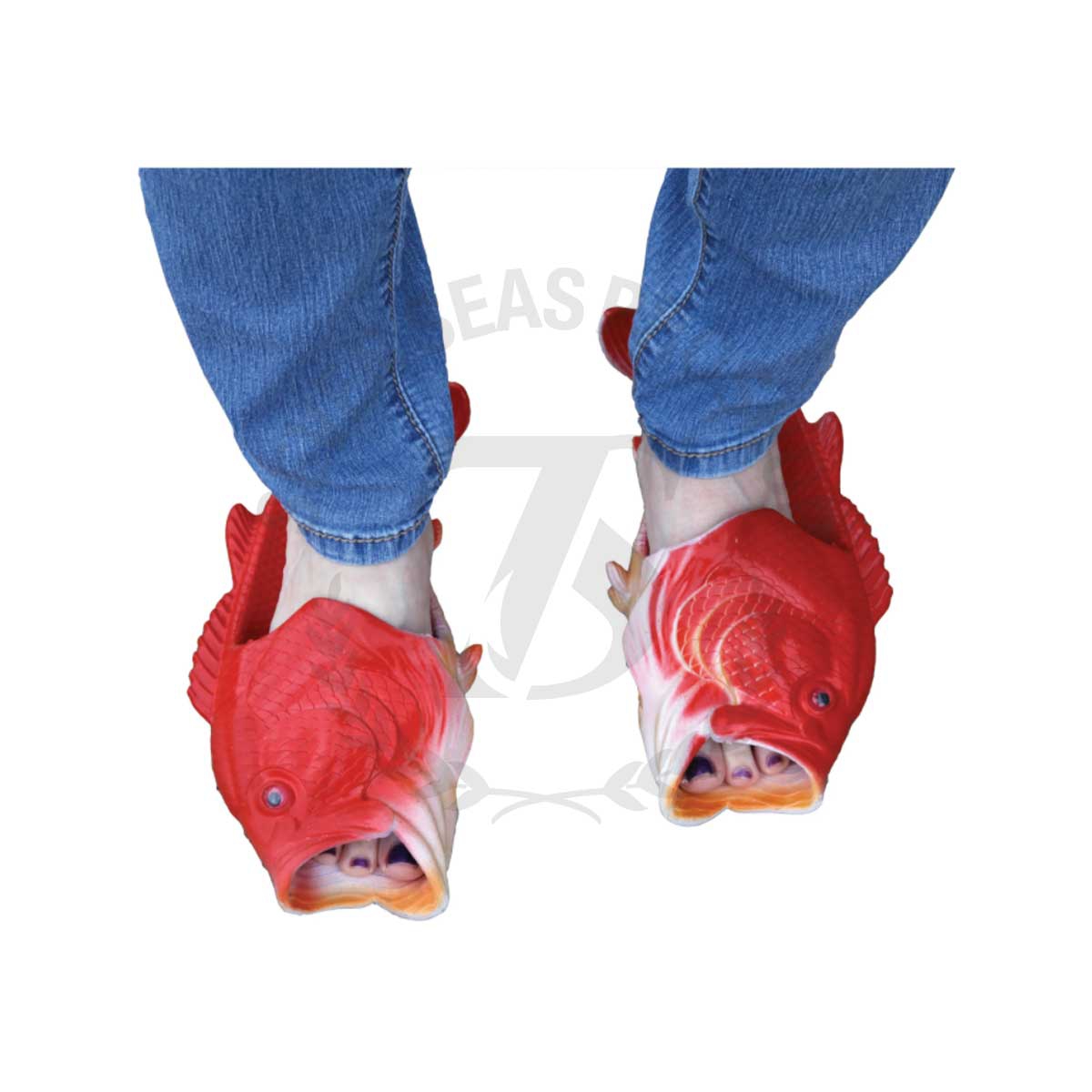 Red store fish sandals